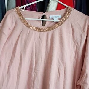 Liz Claiborne Blush Pink Blouse with Embellished Neckline